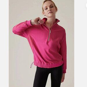Athleta Women's Triumph Hybrid Half Zip Sweatshirt color Salvia Pink, size L
